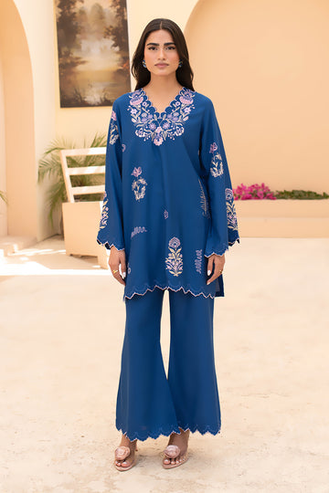 Ink Bloom – 2 Piece Embroidered Woolen Suit (Pret)