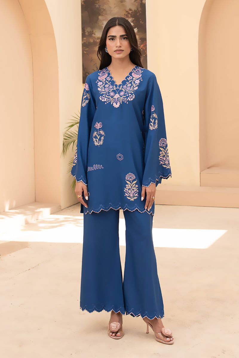 Ink Bloom – 2 Piece Embroidered Woolen Suit (Pret)
