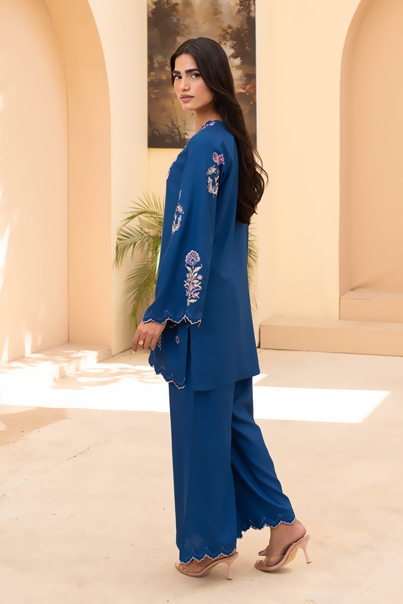 Ink Bloom – 2 Piece Embroidered Woolen Suit (Pret)