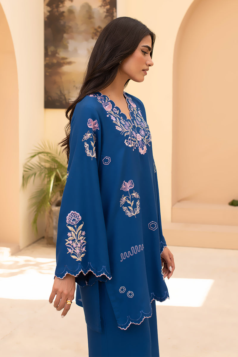 Ink Bloom – 2 Piece Embroidered Woolen Suit (Pret)